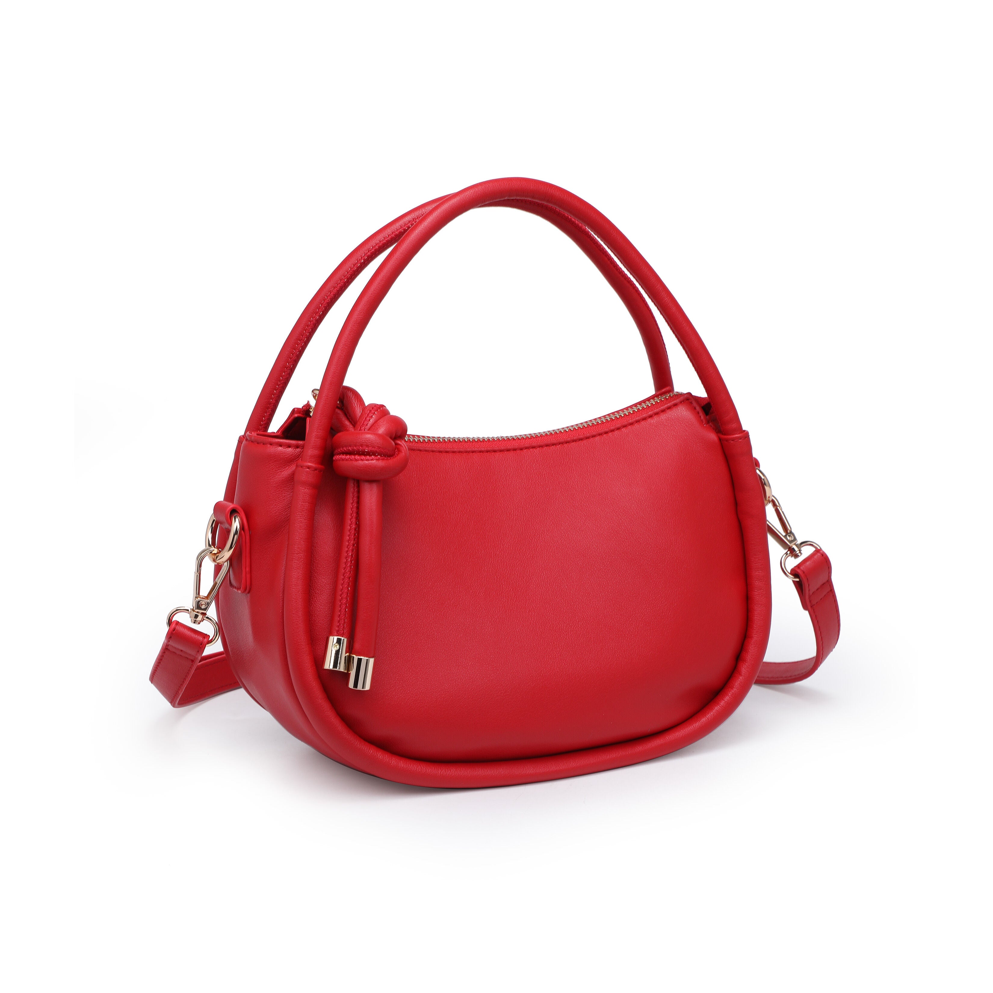 Rounded Vegan Leather Bag With Knot Detail, 4483889 | Eloquii
