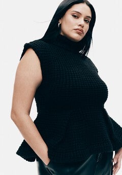 Turtleneck Peplum Sweater Vest