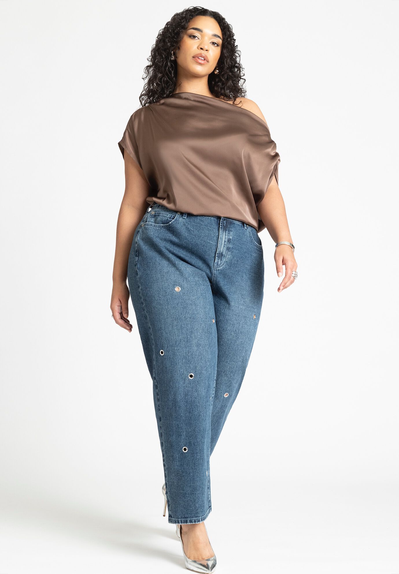 High Rise Loose Grommet Jean Eloquii