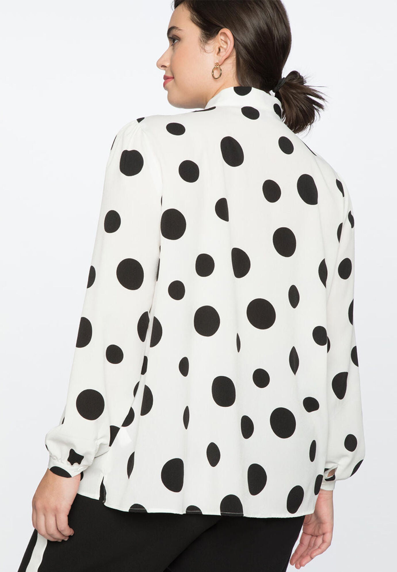 Honey Printed Tie Neck Long Sleeve Blouse main image 1