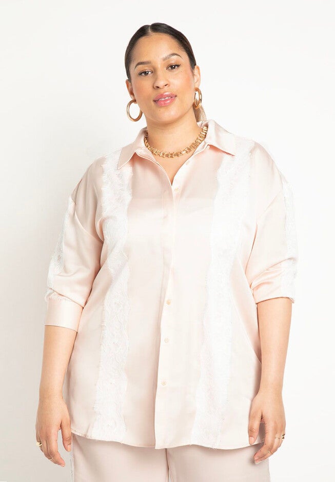 Lace Detail Satin Jacket, , on-hover image number null