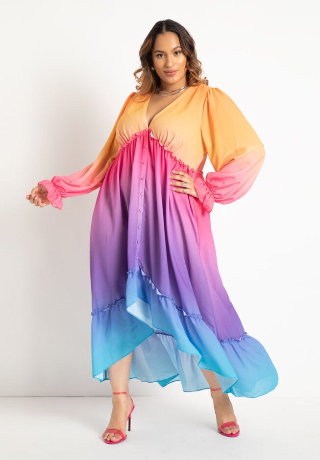 Ombre Tiered Maxi Coverup Dress, , on-hover image number null