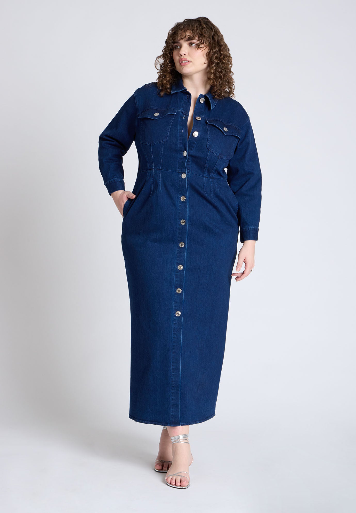 Shop Denim Fitted Dress