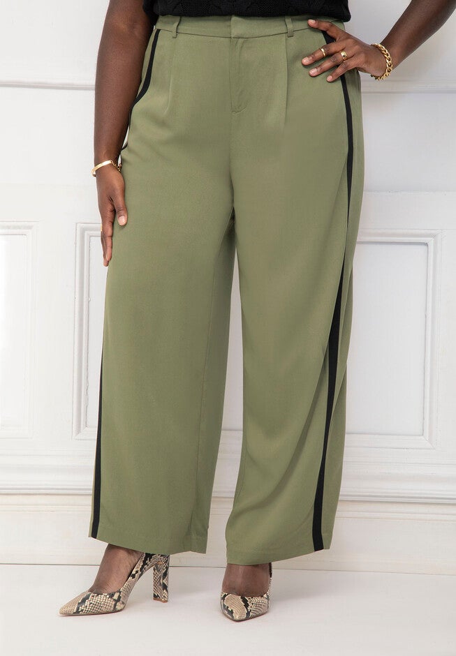 ELOQUII Elements Relaxed Fit Side Detail Trouser, , alternate image number null