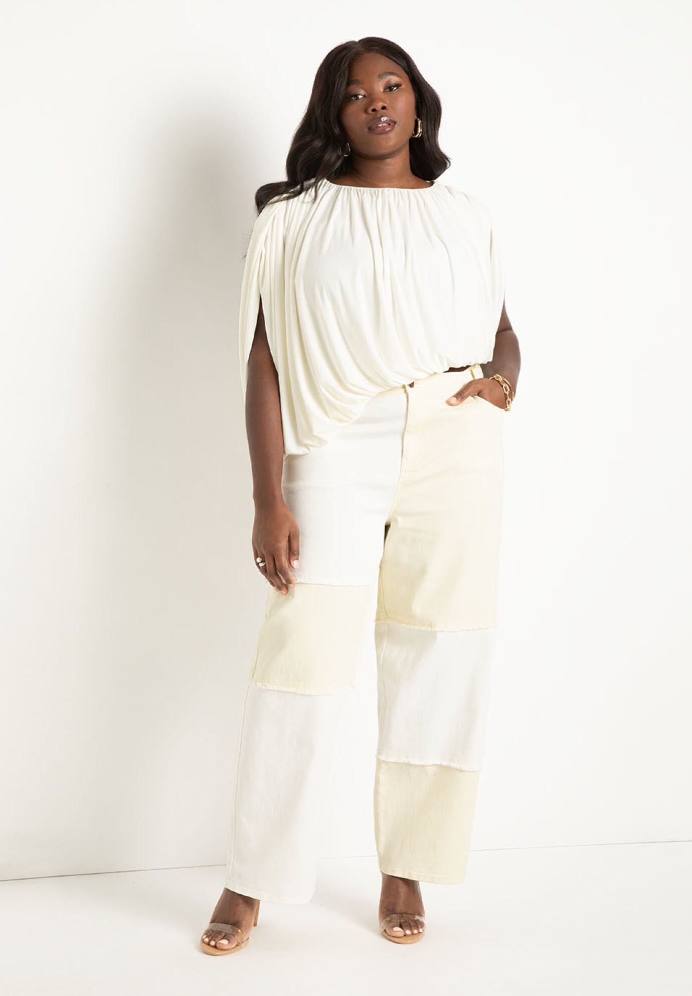 Plus size patchwork jeans on sale