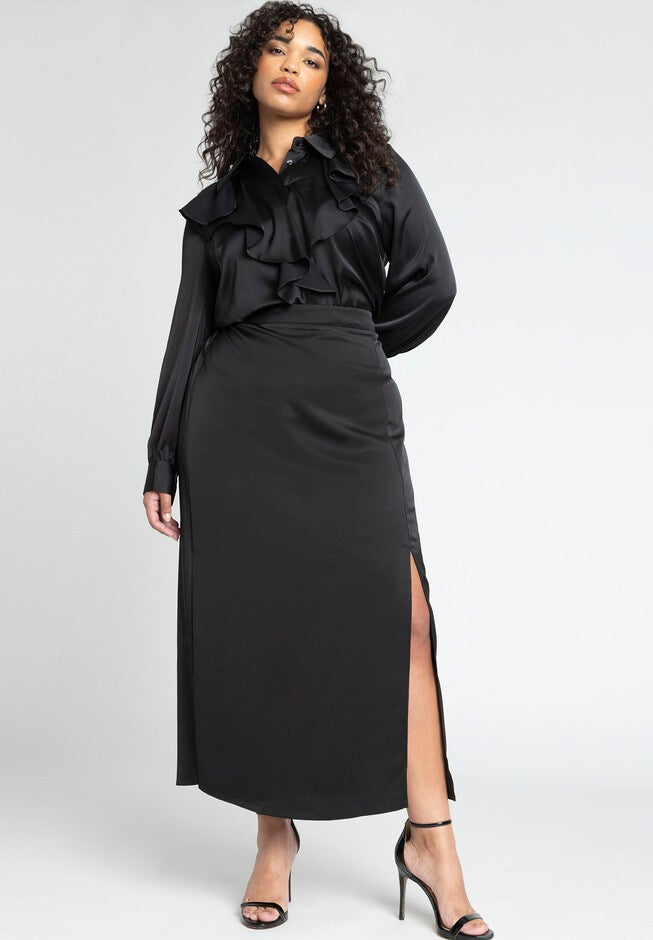 Flounce Front Button Down Top, , alternate image number null