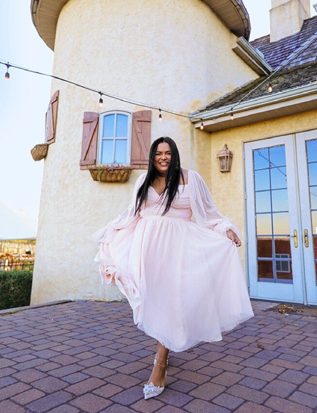 Tiered Puff Sleeve Dress, CRYSTAL PINK, alternate image number null