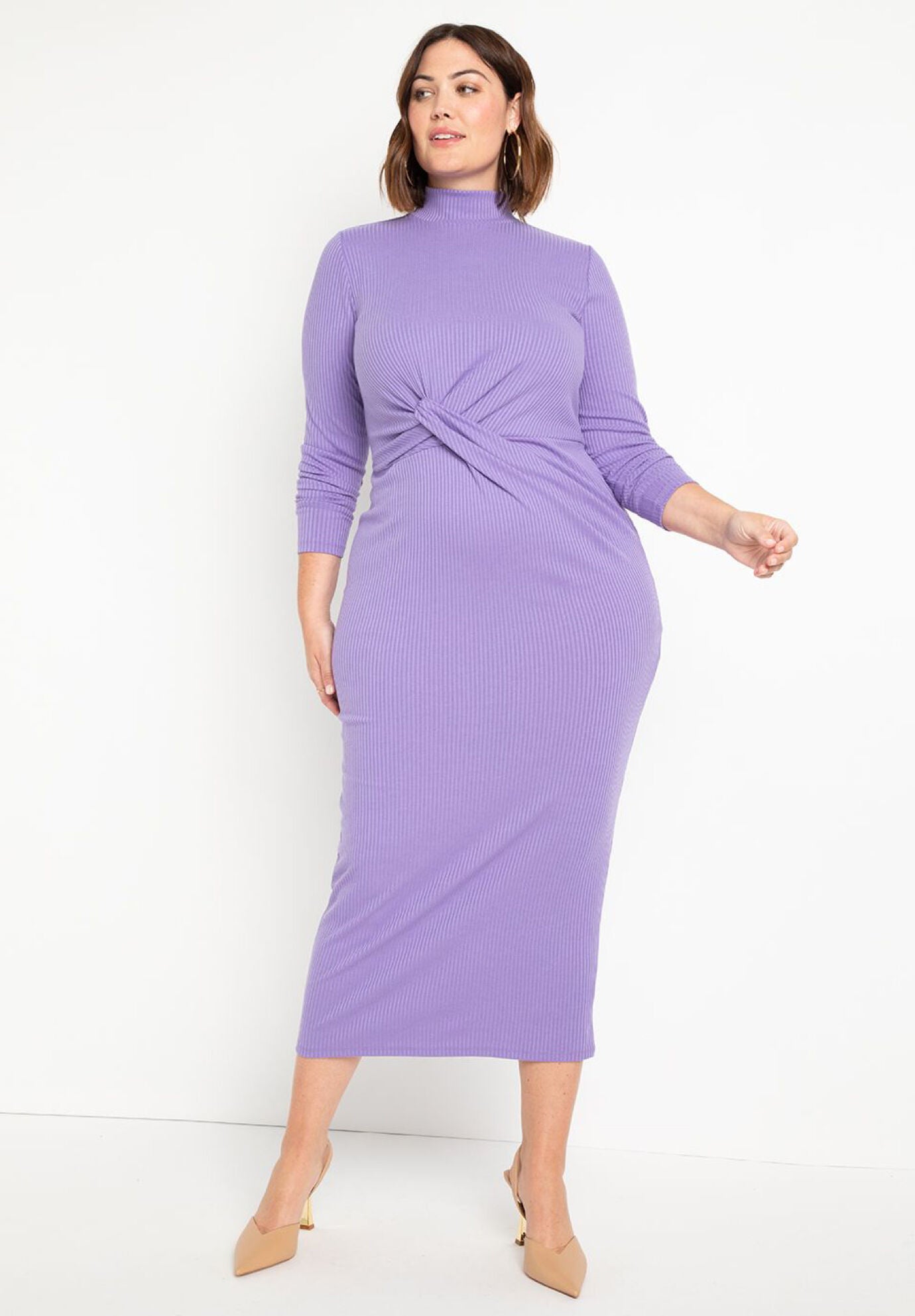 Women Twist Detail Ribbed Dress By ( Size 14/16 )