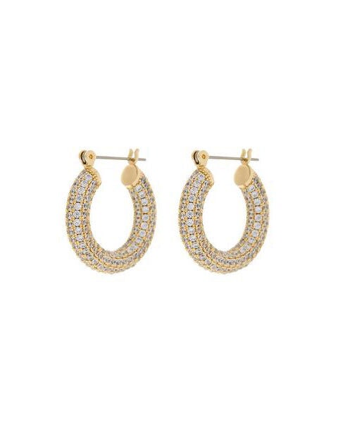 Pave Baby Amalf Hoops- Gold, GOLD, hi-res image number 0