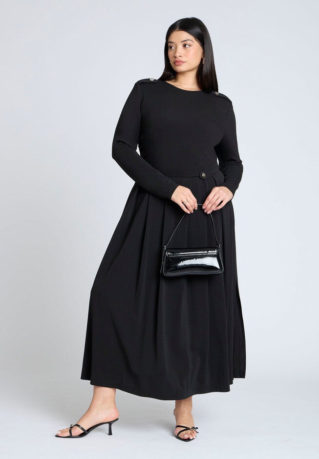 Eupalette Dress With Pleats, BLACK ONYX, on-hover image number null