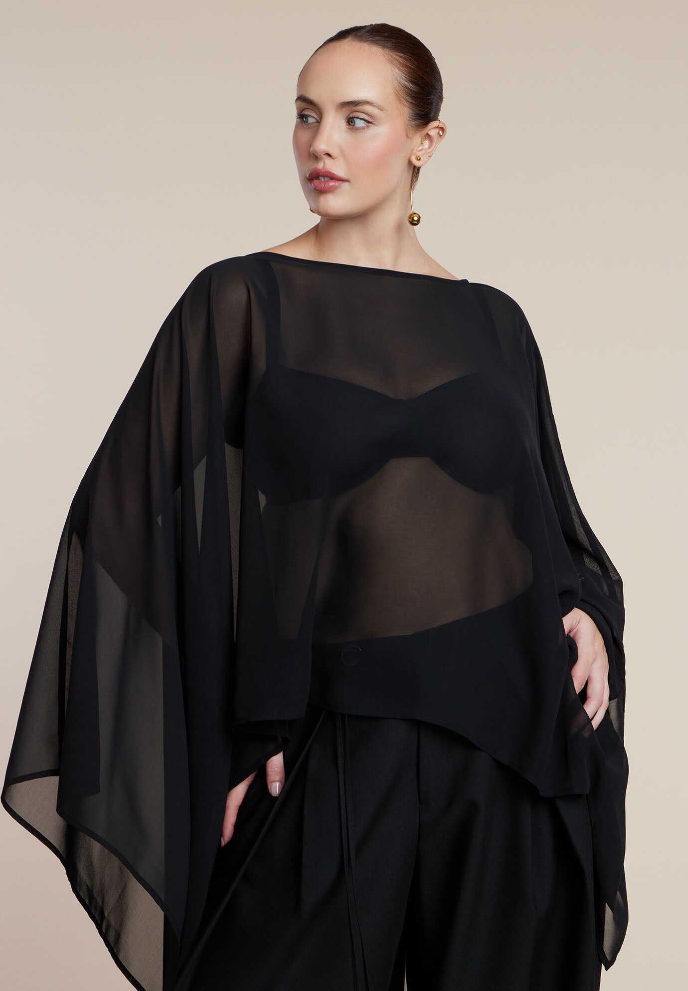 Sheer Dramatic Chiffon Cape