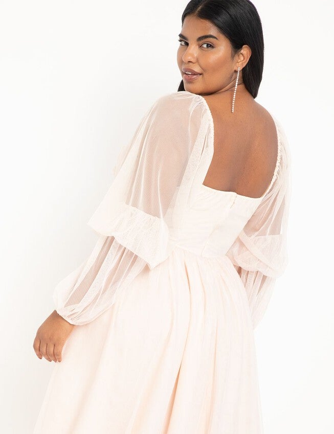Tiered Puff Sleeve Dress, CRYSTAL PINK, alternate image number null