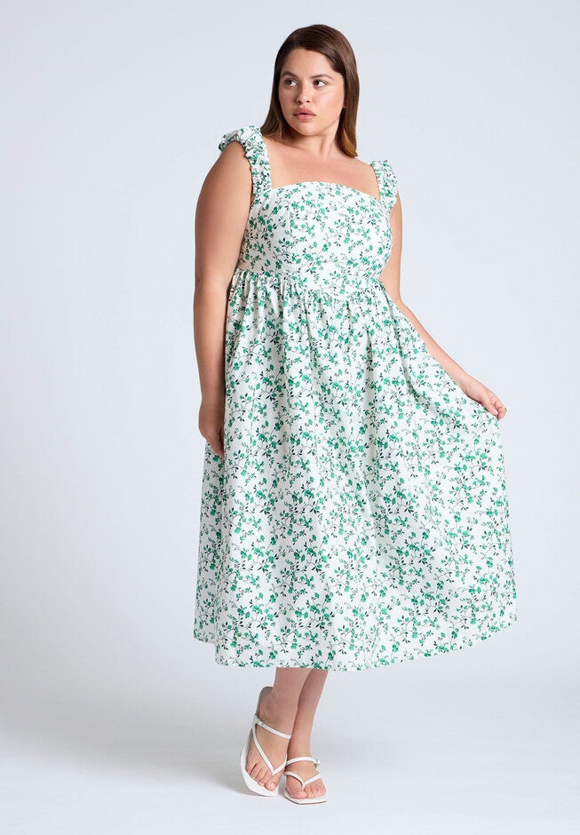 Poplin Midi Dress W Corset Details, FLORA VERDE, hi-res image number null