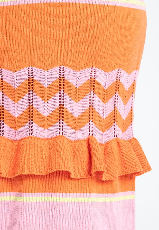 Striped Tank Sweater Dress With Ruffles, SORBET STRIPE, alternate image number null
