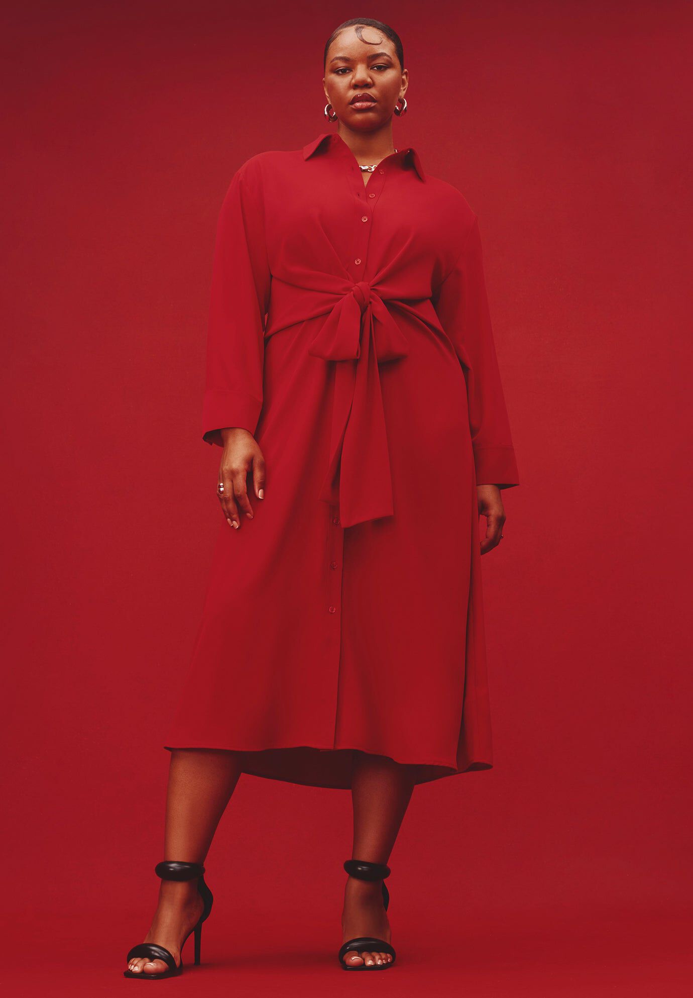 Tie Front Oversized Shirt Dress | ELOQUII