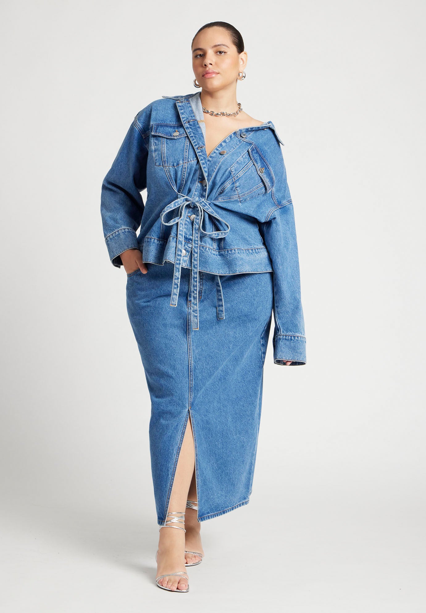 Denim Jacket With Cinched Waist Eloquii