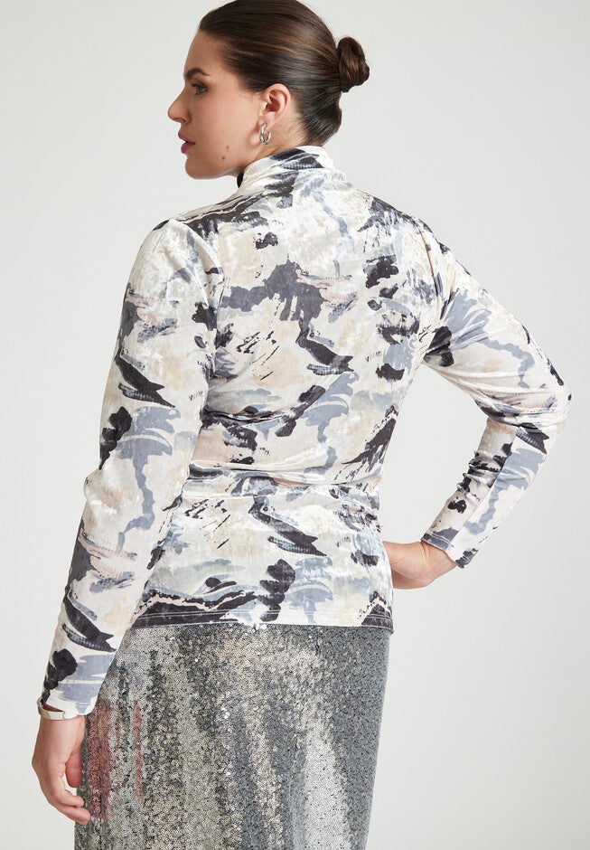 Printed Metallic Velvet Top, , alternate image number null