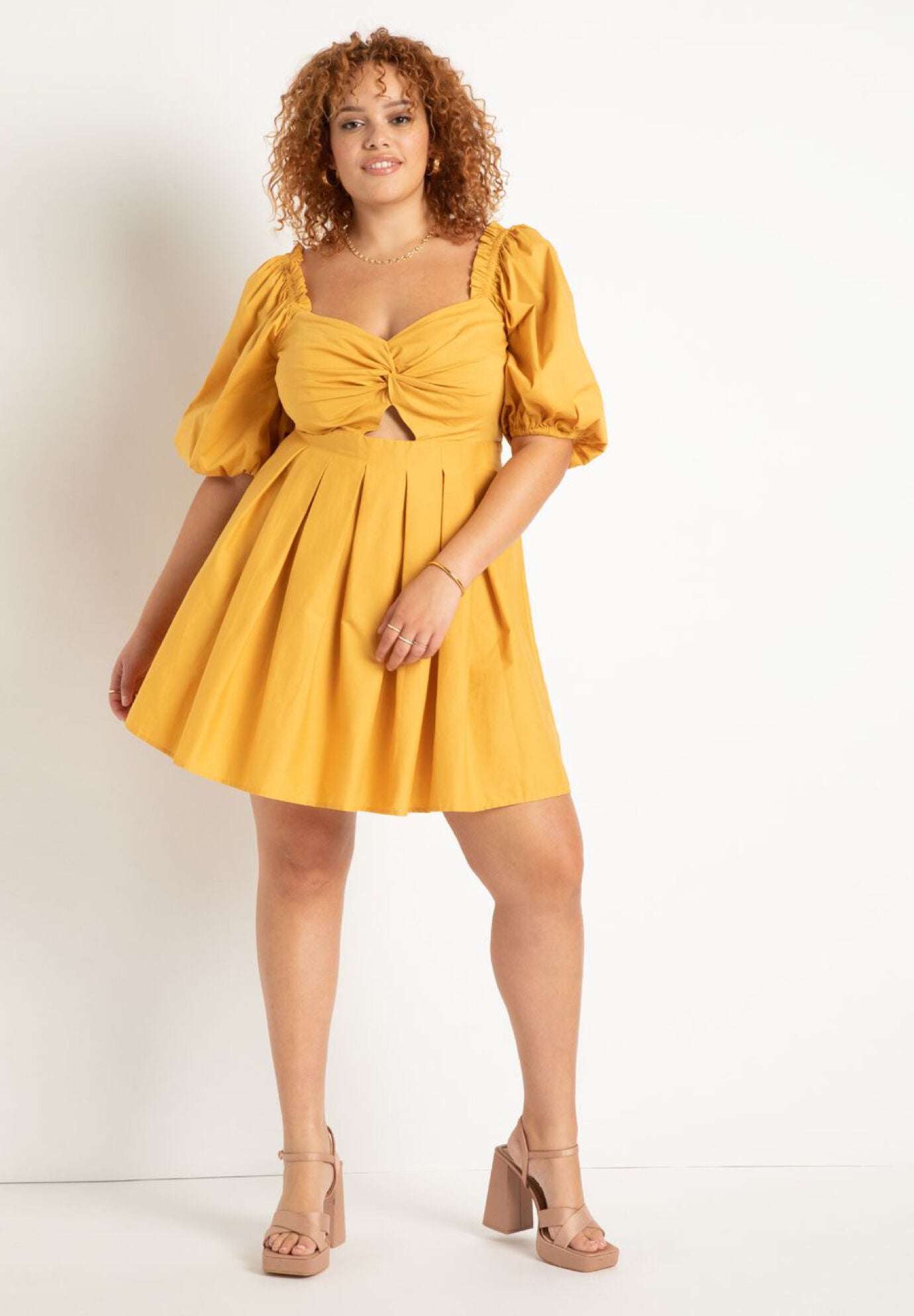 plus size puff sleeve dress