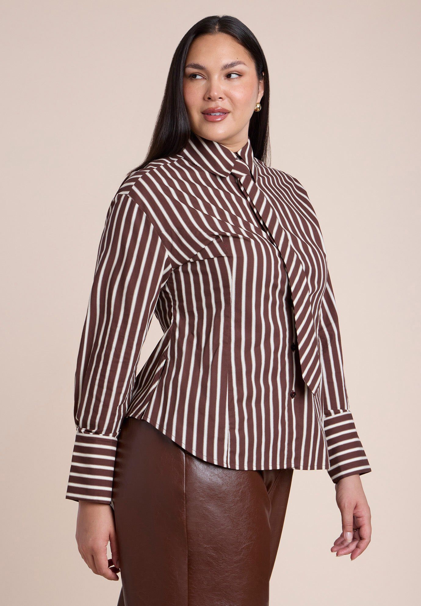 Asymmetric Zip-Front Stretch Denim Top | ELOQUII