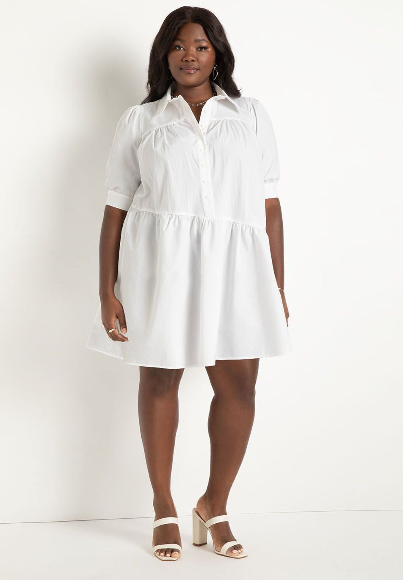 Eloquii plus size white dresses discount