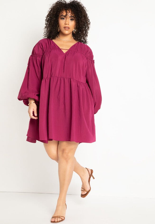 Shirred Mini Dress, PURPLE POTION, hi-res image number null