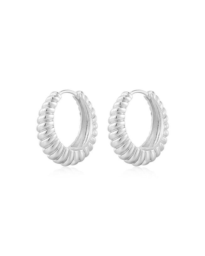 Ridged Marbella Hoops- Silver, SILVER, hi-res image number null