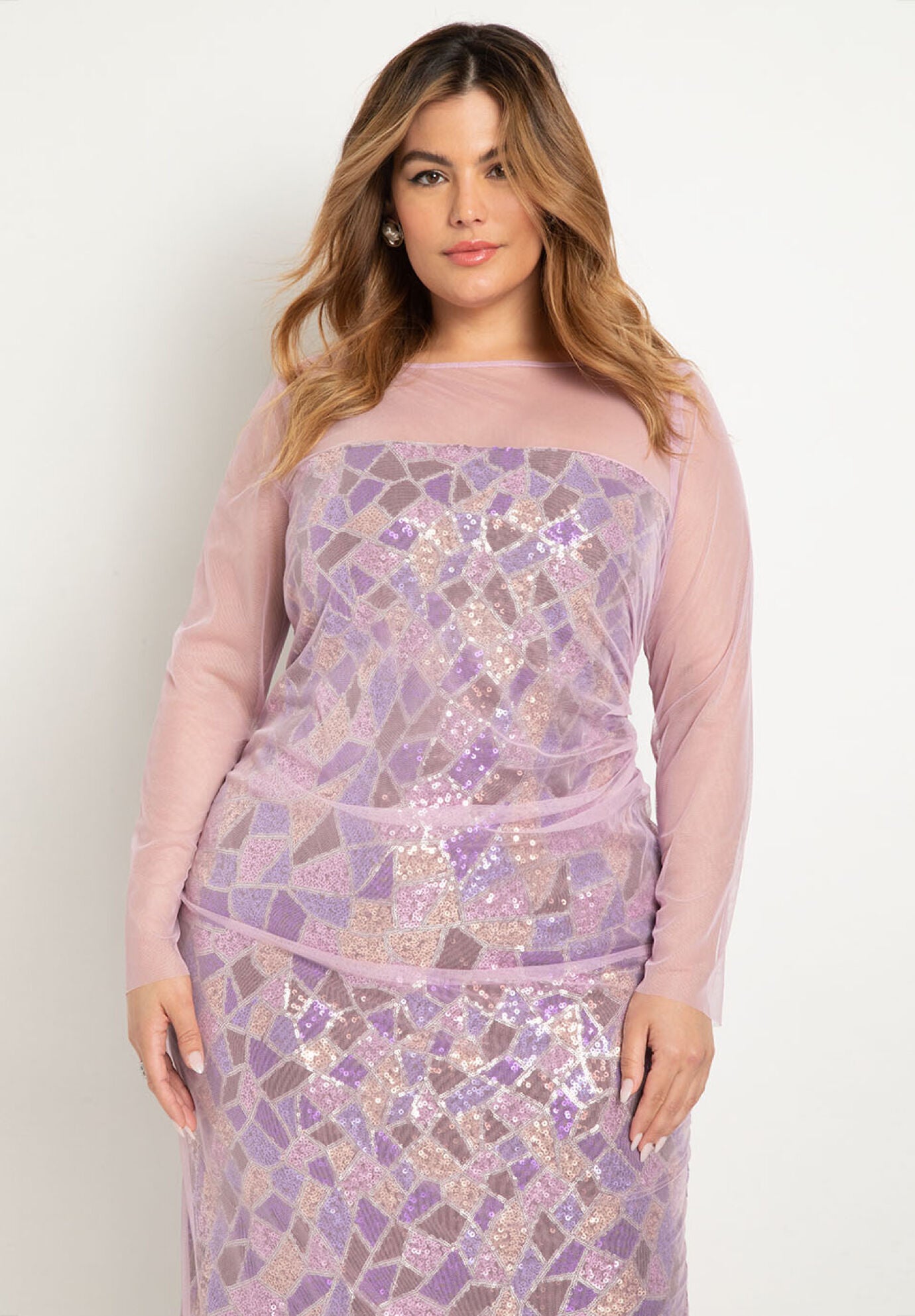 Warehouse sheer 2025 sequin panel dress