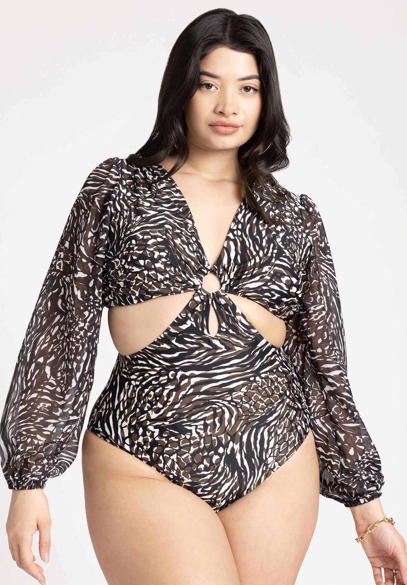 Front Cut Out One Piece Swimsuit Mix Media 4483028 Eloquii