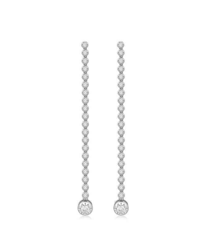 The Rose Bud Tennis Drop Studs- Silver, SILVER, hi-res image number null