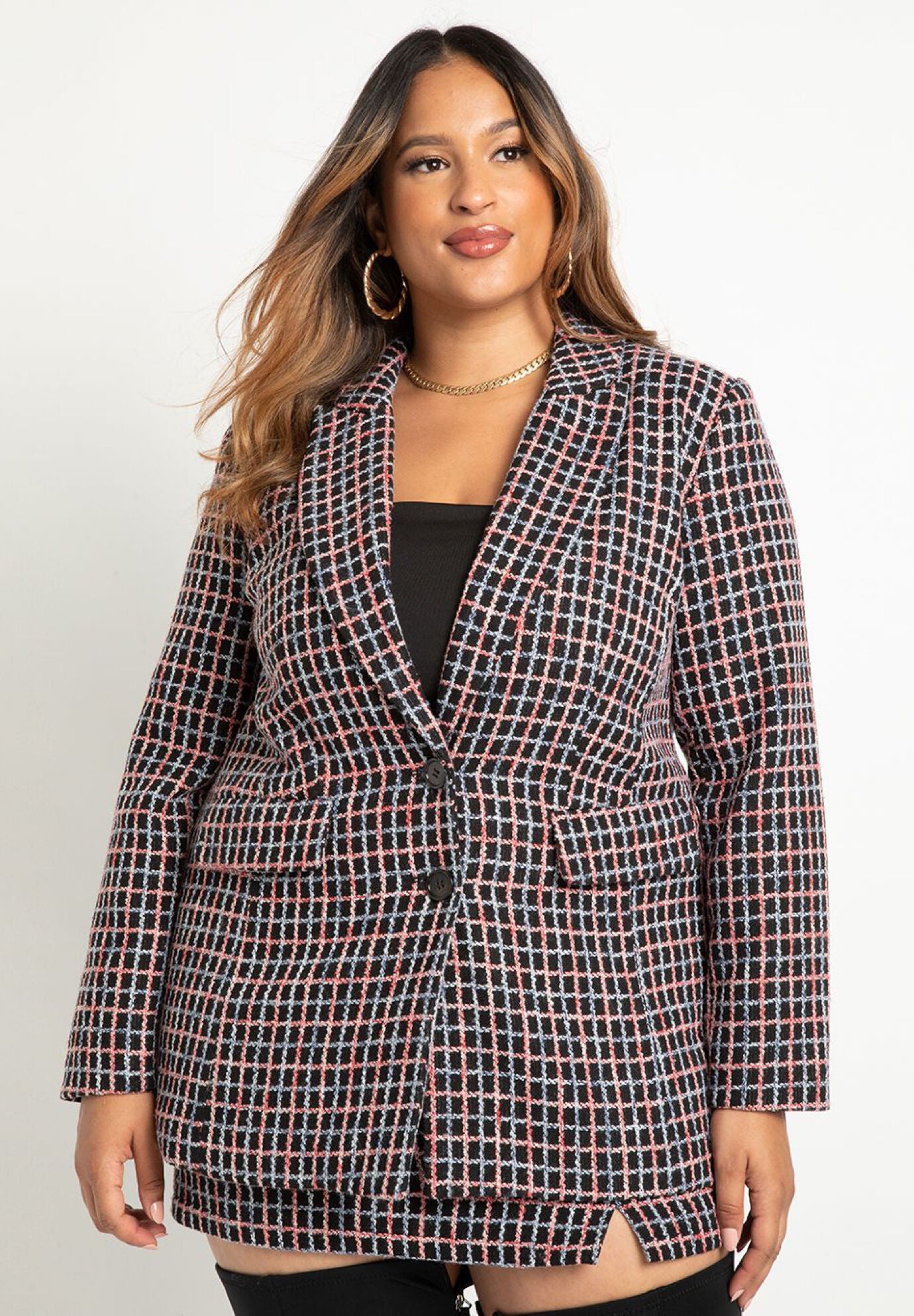 Plus size tweed blazer hot sale