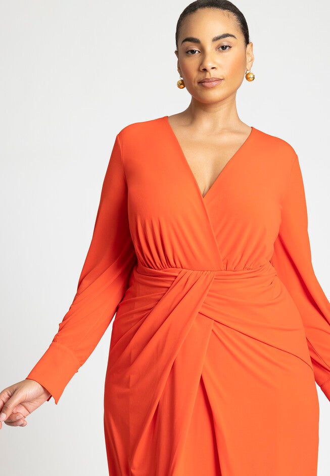 Twist Detail Knot Dress, FIERY RED, alternate image number null