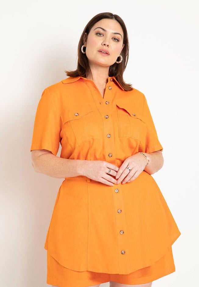 Linen Romper With Skirt Detail, , on-hover image number null