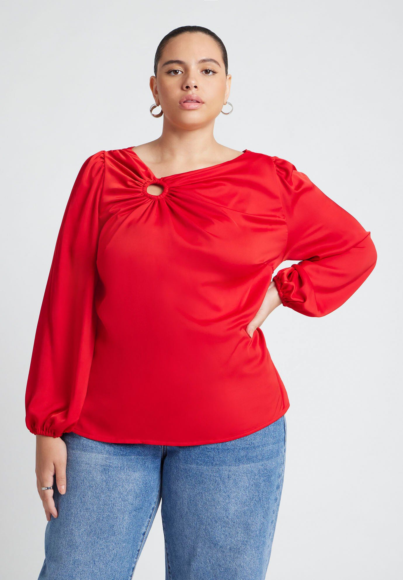 O Ring Neck Drape Top | ELOQUII