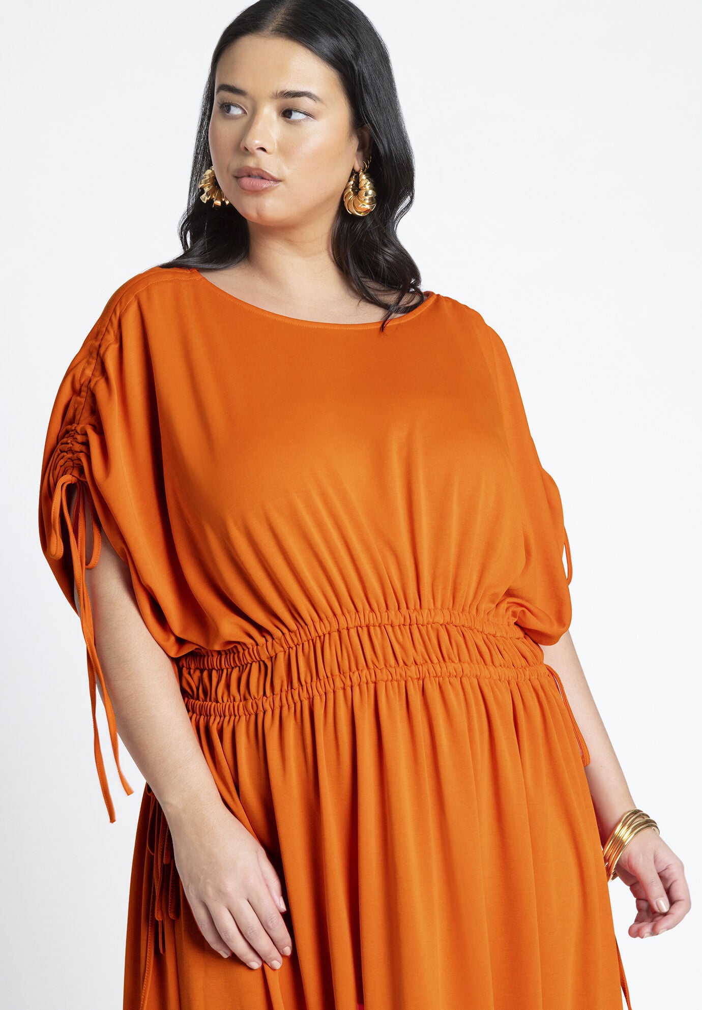 Maxi Dress with Dolman Sleeves Stretch Knit Orange Crush Eloquii