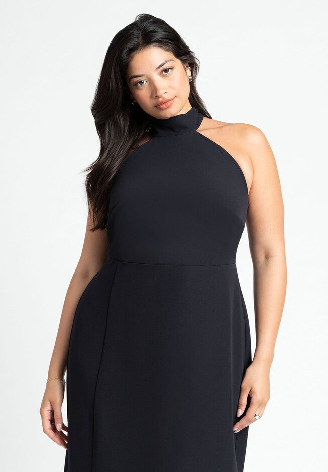 High Neck Column Gown, BLACK ONYX, alternate image number null