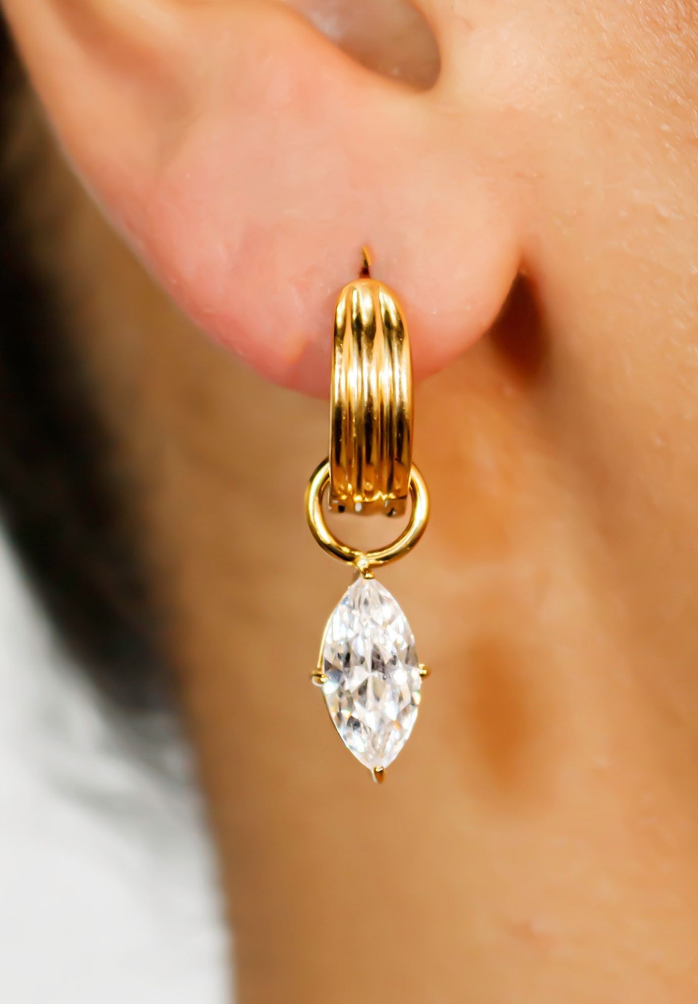 Olivia Marquise Earrings, GOLD, on-hover image number 1