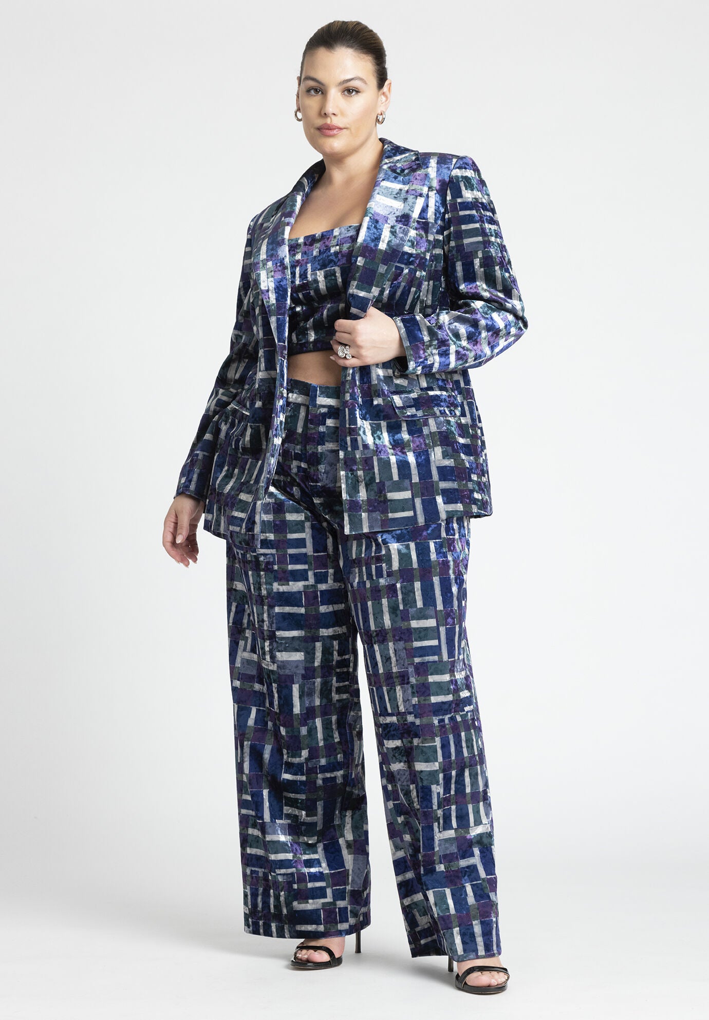 Printed Velvet Wide Leg Trouser Eloquii