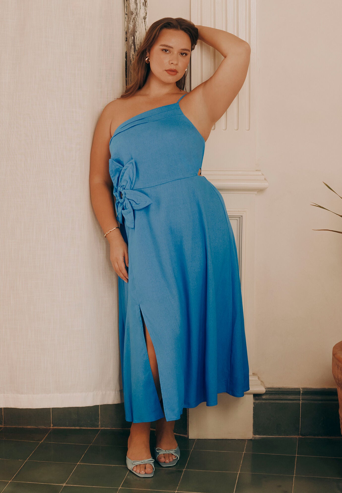 ルミニョン Bijou grid ribbon dress M Lumignon Bijou grid ribbon dress