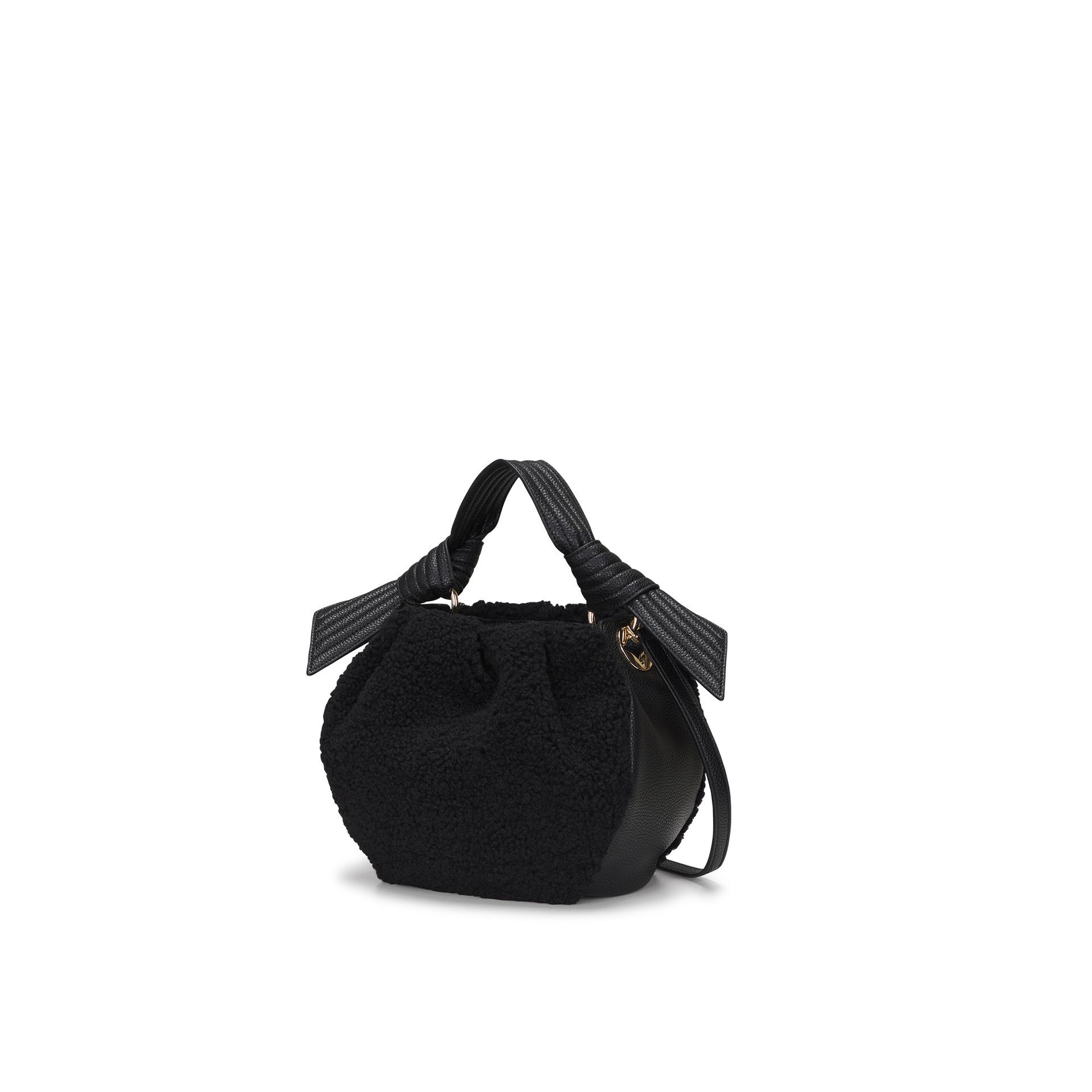 Selena Eco Fur Bucket Medium Crossbody, BLACK, alternate image number 1