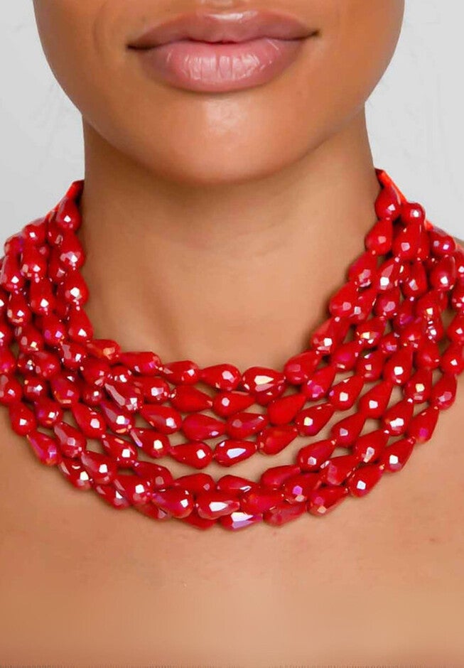 Phoebe Red Pear Necklace, RED, hi-res image number 0