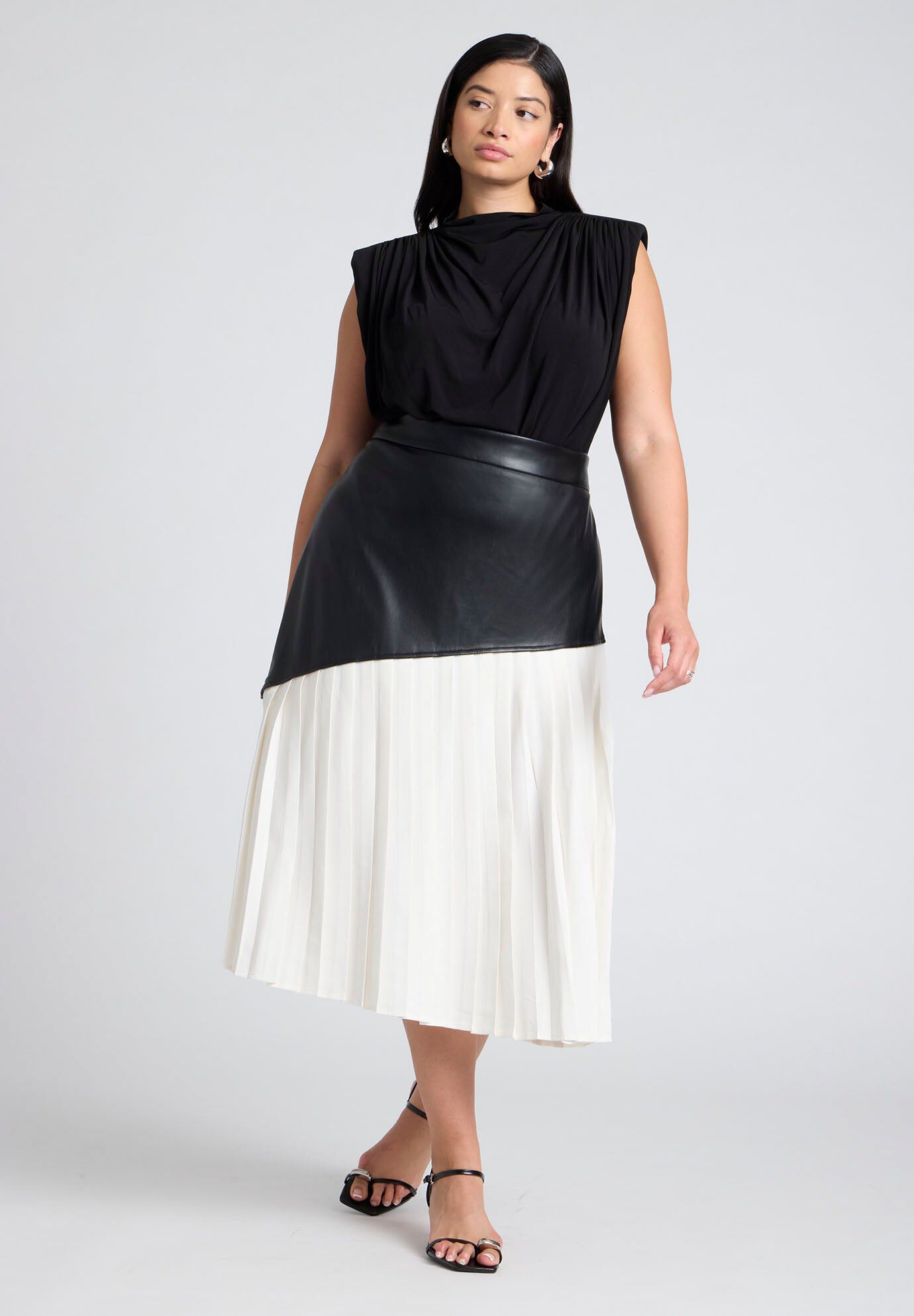 Mixed Media Pleated Skirt