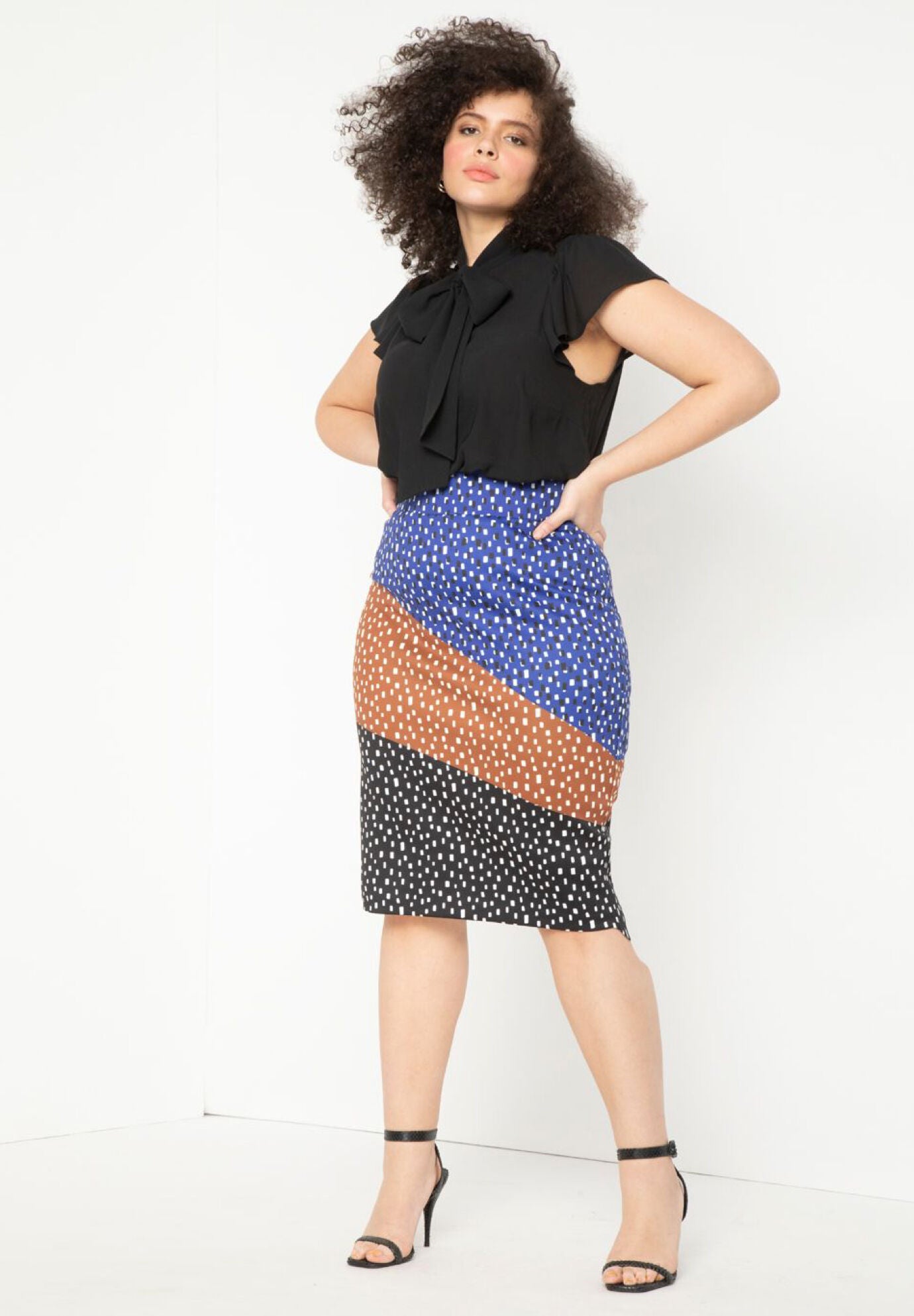 Flutter Sleeve Tie Neck Blouse, , alternate image number 3