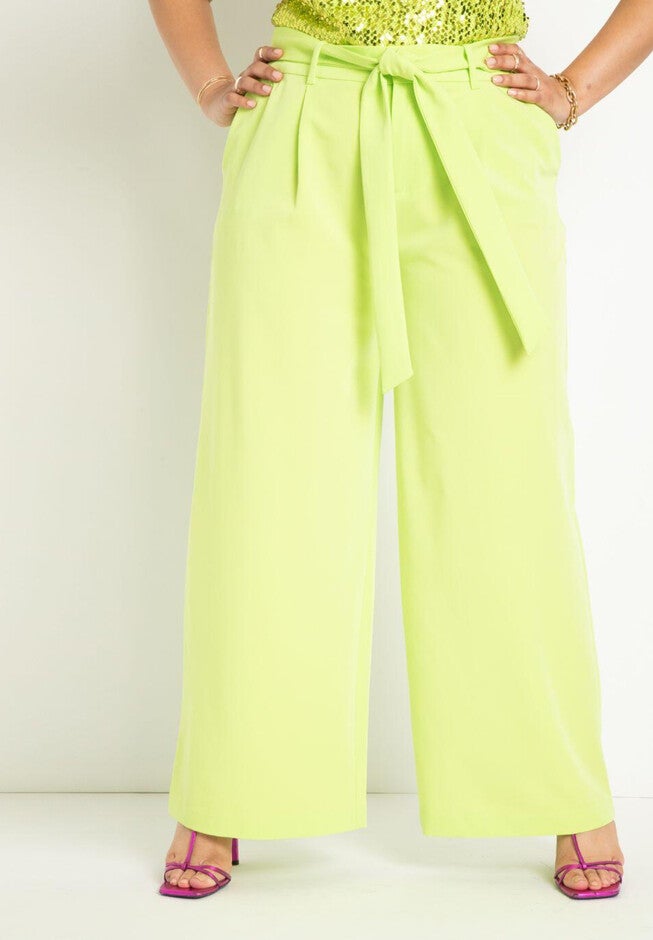 Pleated Tie Waist Wide Leg Trouser, , on-hover image number null