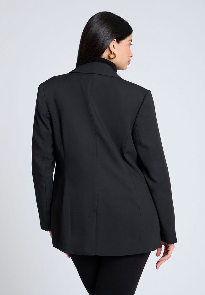 The Fluid Crepe Longline Blazer, BLACK ONYX, on-hover image number null
