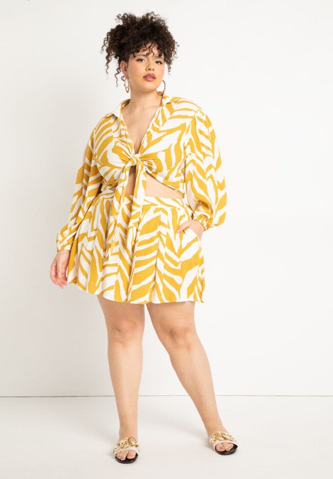 Printed Coverup Swing Shorts, , on-hover image number null