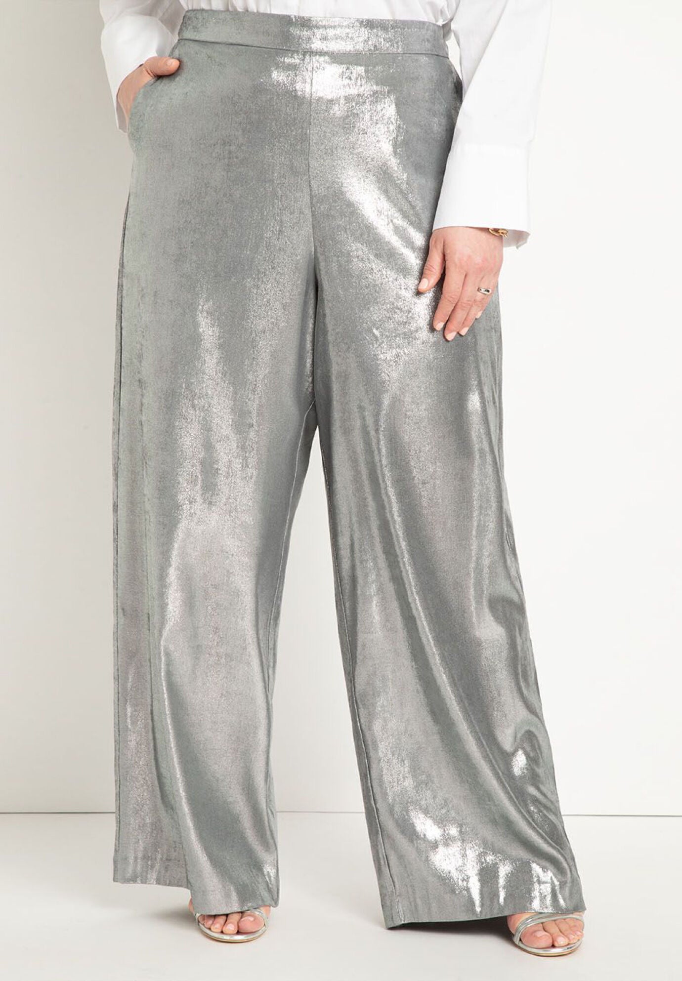 Metallic Wide Leg Pant Eloquii
