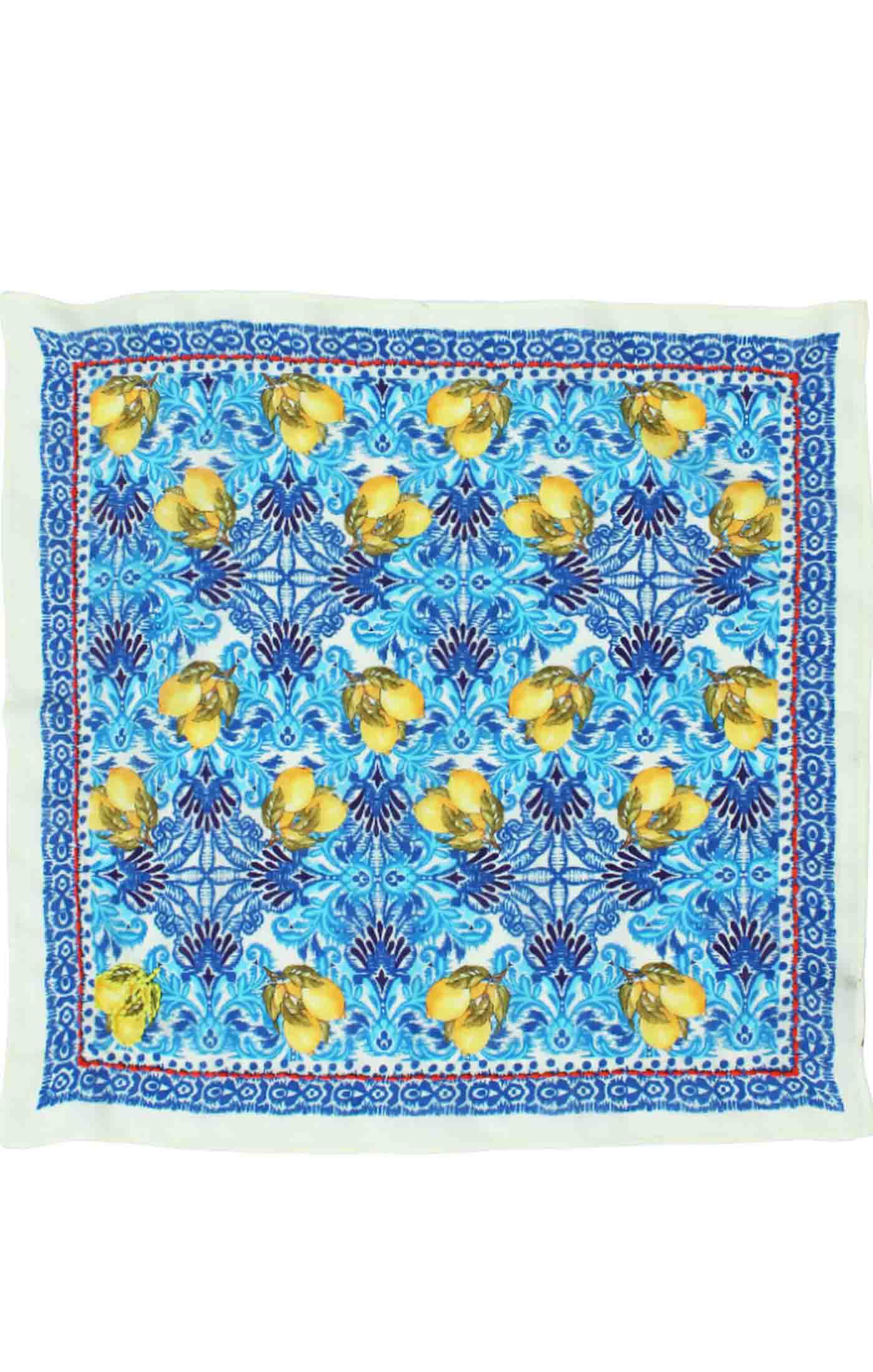 IKAT LEMON PRINT BANDANA - COBALT BLUE, COBALT BLUE, hi-res image number 0