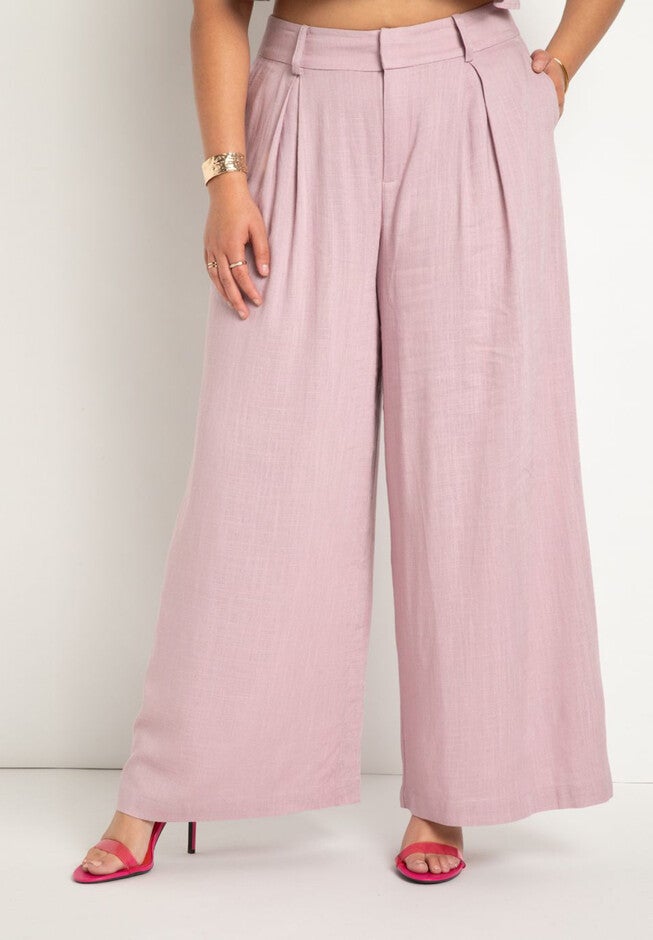 Linen Wide Leg Pant With Pleat, , on-hover image number null