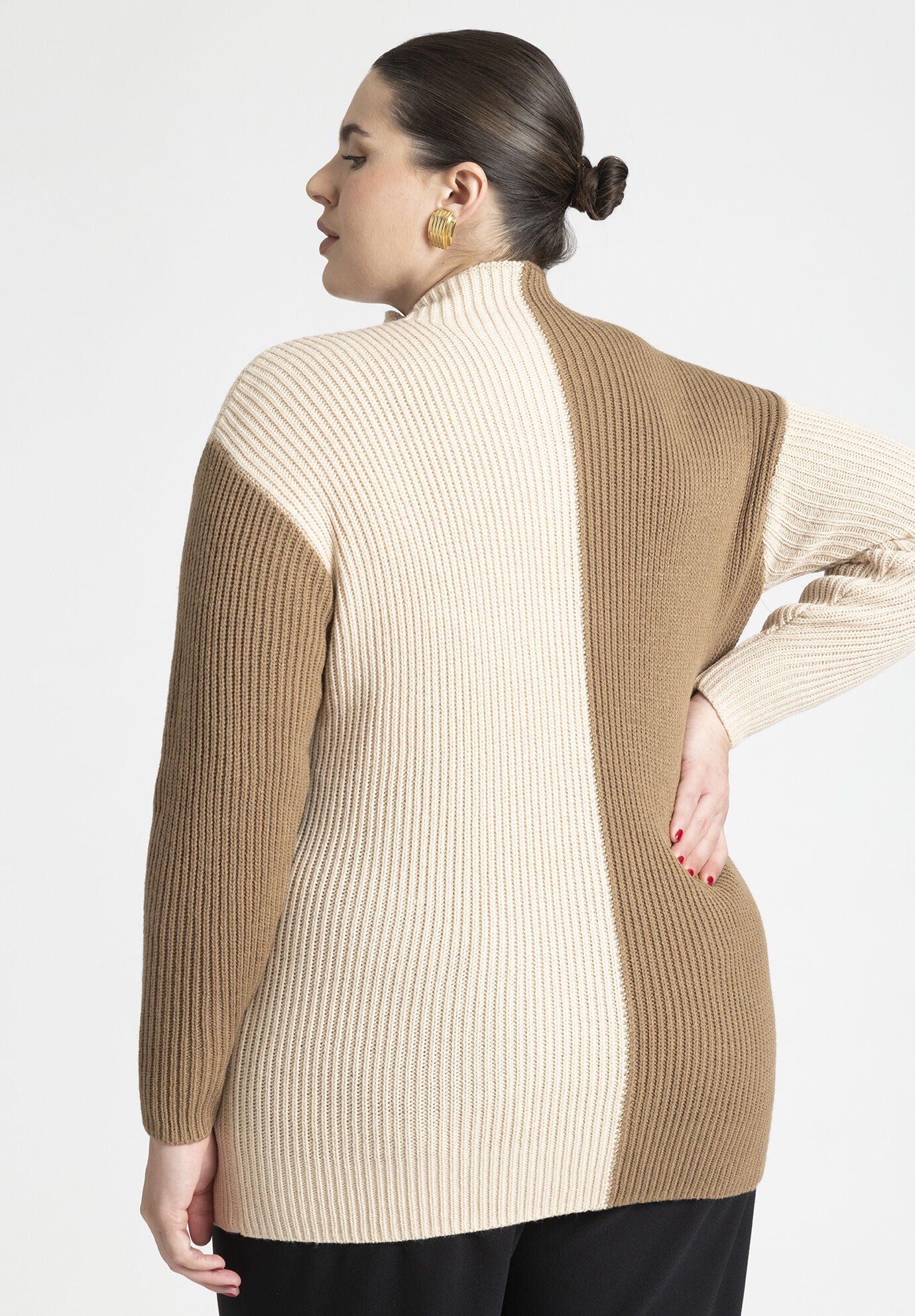 Mock neck colorblock sales sweater