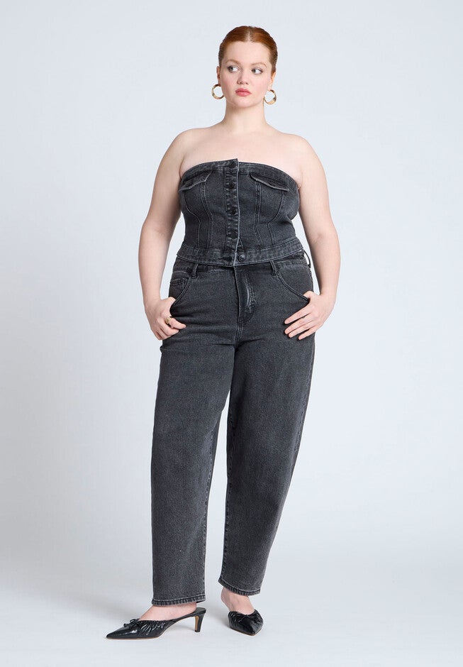 Denim Bustier, BLACK ONYX, alternate image number null